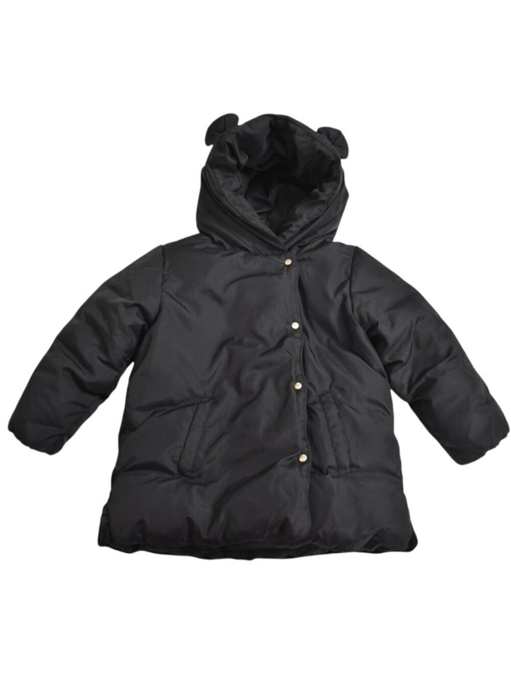 Zara Down Black Puffer Jacket Snap  Button Kids Size 4-5